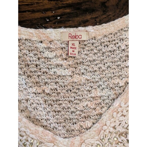 Reba Dress Women XL Boho Floral Crochet Knit Dress Flared Hem Lined - Picture 4 of 10